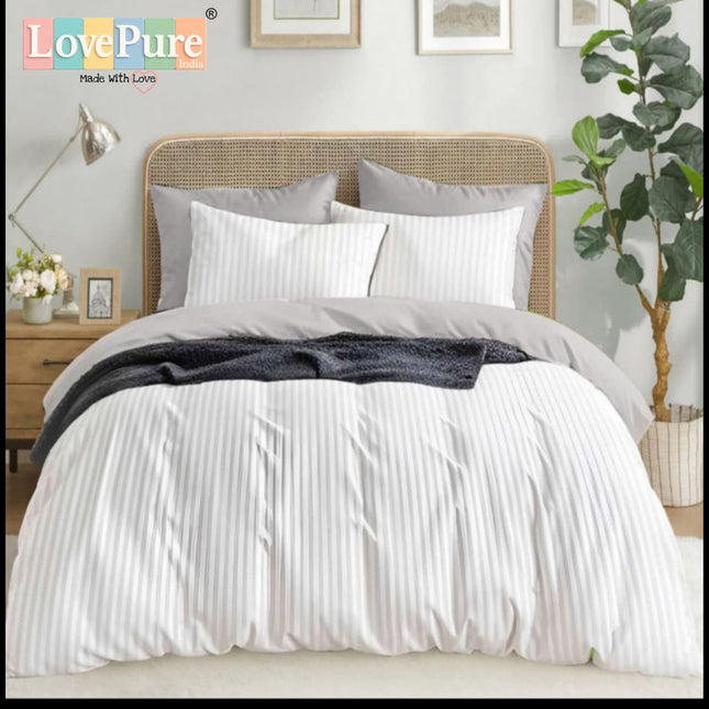 Economy Satin Stripes King Size (108x108 inches) Bedsheet Set WITH 2 PILLOW COVERS (1+2)