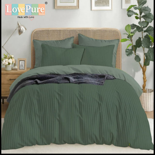Economy Satin Stripes King Size (108x108 inches) Bedsheet Set WITH 2 PILLOW COVERS (1+2)