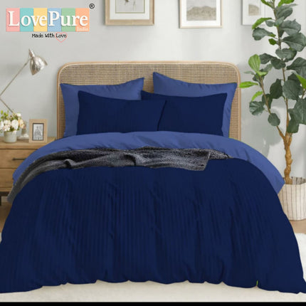 Economy Satin Stripes King Size (108x108 inches) Bedsheet Set WITH 2 PILLOW COVERS (1+2)