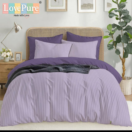 Economy Satin Stripes King Size (108x108 inches) Bedsheet Set WITH 2 PILLOW COVERS (1+2)