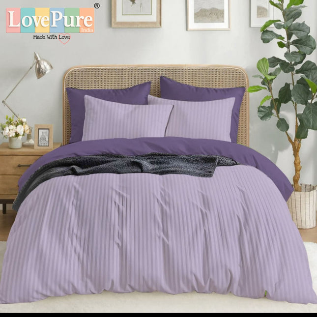 Economy Satin Stripes King Size (108x108 inches) Bedsheet Set WITH 2 PILLOW COVERS (1+2)
