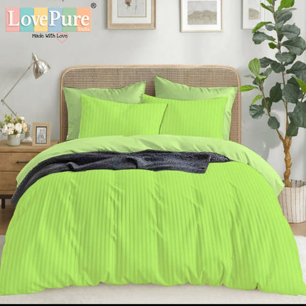 Economy Satin Stripes King Size (108x108 inches) Bedsheet Set WITH 2 PILLOW COVERS (1+2)