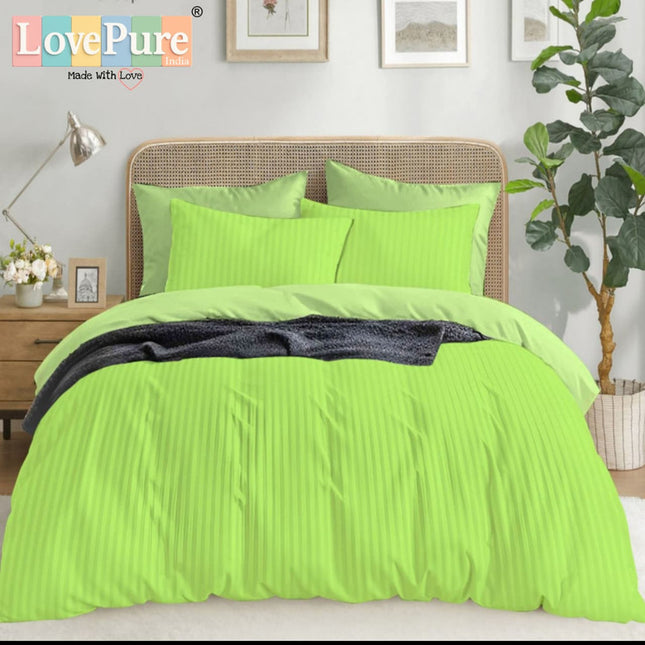 Economy Satin Stripes King Size (108x108 inches) Bedsheet Set WITH 2 PILLOW COVERS (1+2)