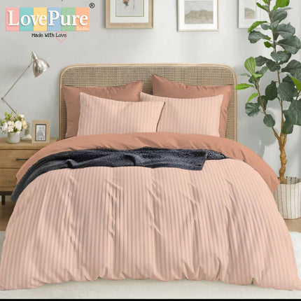 Economy Satin Stripes King Size (108x108 inches) Bedsheet Set WITH 2 PILLOW COVERS (1+2)