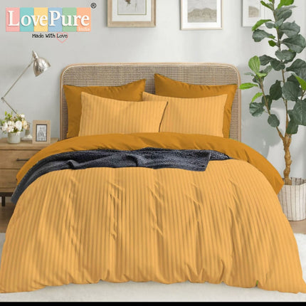 Economy Satin Stripes King Size (108x108 inches) Bedsheet Set WITH 2 PILLOW COVERS (1+2)