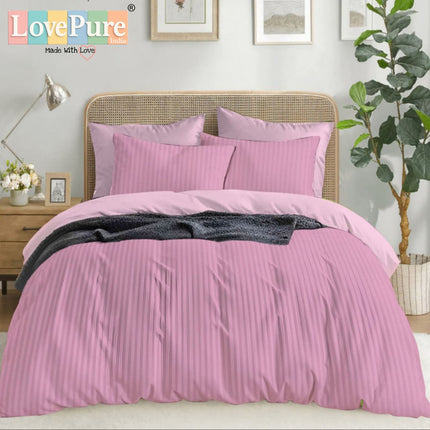 Economy Satin Stripes King Size (108x108 inches) Bedsheet Set WITH 2 PILLOW COVERS (1+2)