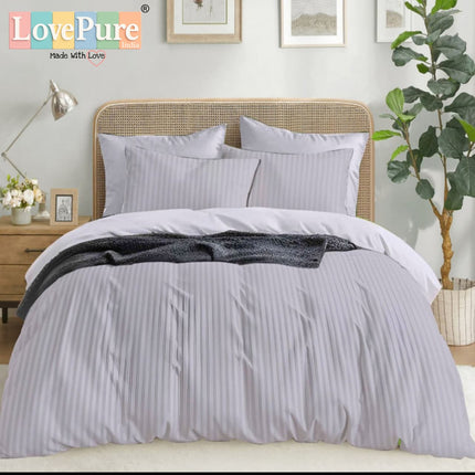 Economy Satin Stripes King Size (108x108 inches) Bedsheet Set WITH 2 PILLOW COVERS (1+2)