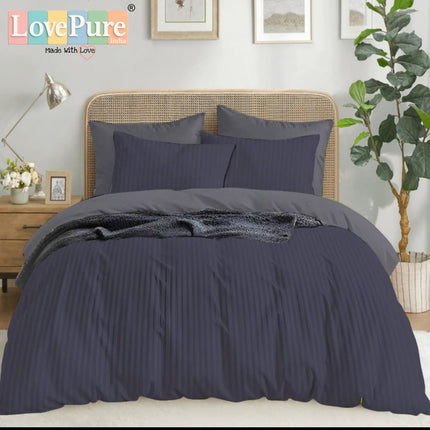 Economy Satin Stripes King Size (108x108 inches) Bedsheet Set WITH 2 PILLOW COVERS (1+2)