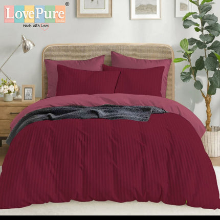 Economy Satin Stripes King Size (108x108 inches) Bedsheet Set WITH 2 PILLOW COVERS (1+2)