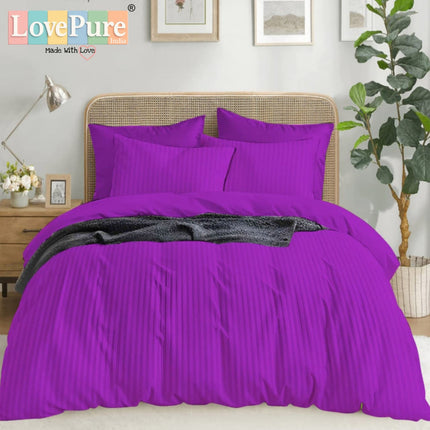 Economy Satin Stripes King Size (108x108 inches) Bedsheet Set WITH 2 PILLOW COVERS (1+2)