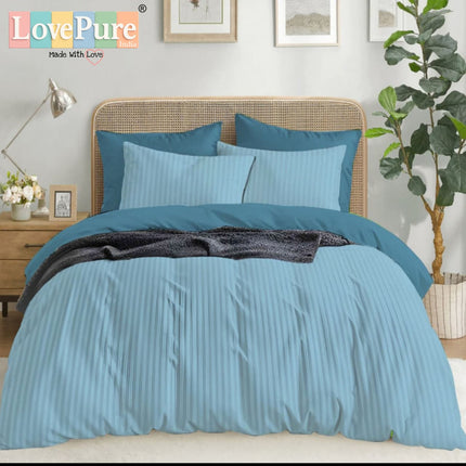 Economy Satin Stripes King Size (108x108 inches) Bedsheet Set WITH 2 PILLOW COVERS (1+2)