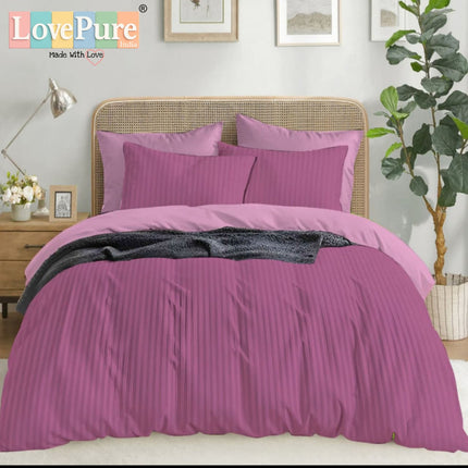 Economy Satin Stripes King Size (108x108 inches) Bedsheet Set WITH 2 PILLOW COVERS (1+2)