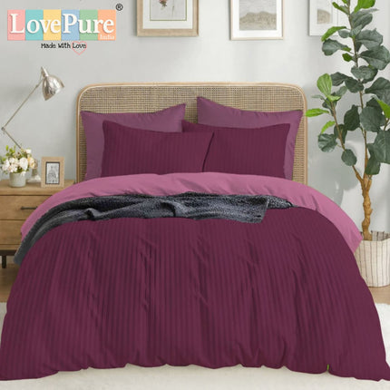 Economy Satin Stripes King Size (108x108 inches) Bedsheet Set WITH 2 PILLOW COVERS (1+2)