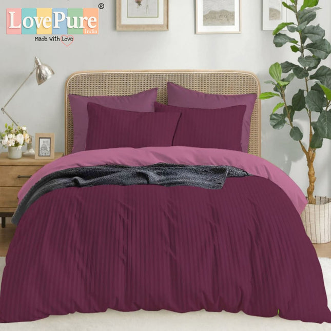 Economy Satin Stripes King Size (108x108 inches) Bedsheet Set WITH 2 PILLOW COVERS (1+2)