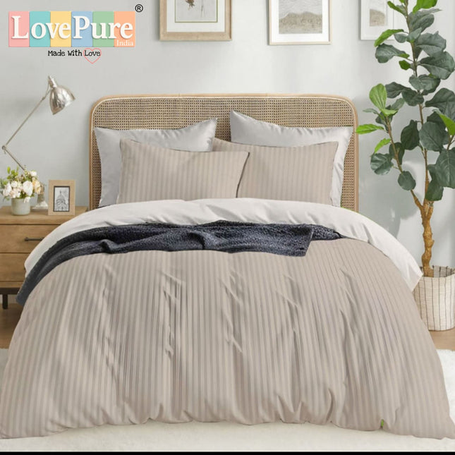 Economy Satin Stripes King Size (108x108 inches) Bedsheet Set WITH 2 PILLOW COVERS (1+2)