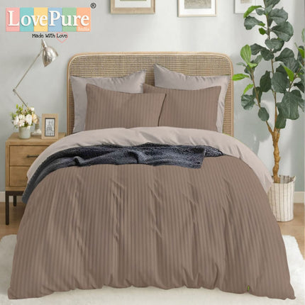 Economy Satin Stripes King Size (108x108 inches) Bedsheet Set WITH 2 PILLOW COVERS (1+2)