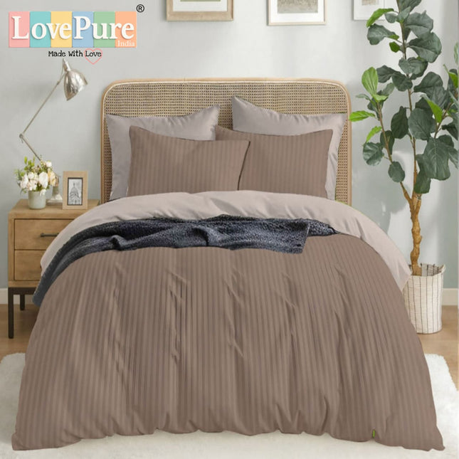 Economy Satin Stripes King Size (108x108 inches) Bedsheet Set WITH 2 PILLOW COVERS (1+2)