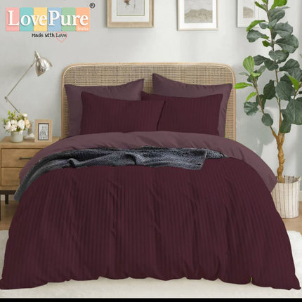 Economy Satin Stripes King Size (108x108 inches) Bedsheet Set WITH 2 PILLOW COVERS (1+2)