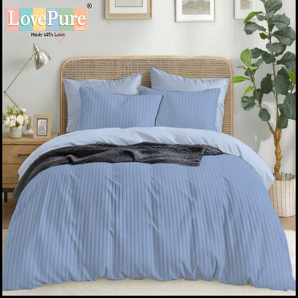 Economy Satin Stripes King Size (108x108 inches) Bedsheet Set WITH 2 PILLOW COVERS (1+2)