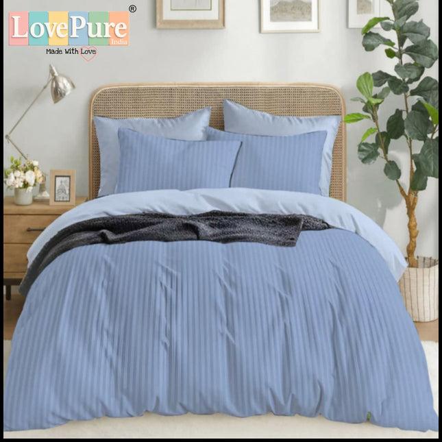 Economy Satin Stripes King Size (108x108 inches) Bedsheet Set WITH 2 PILLOW COVERS (1+2)