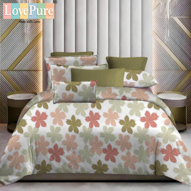 WHITE LILY DOUBLE PREMIUM (90*100) BEDSHEET SET(1+2) WITH 2 PILLOW COVERS
