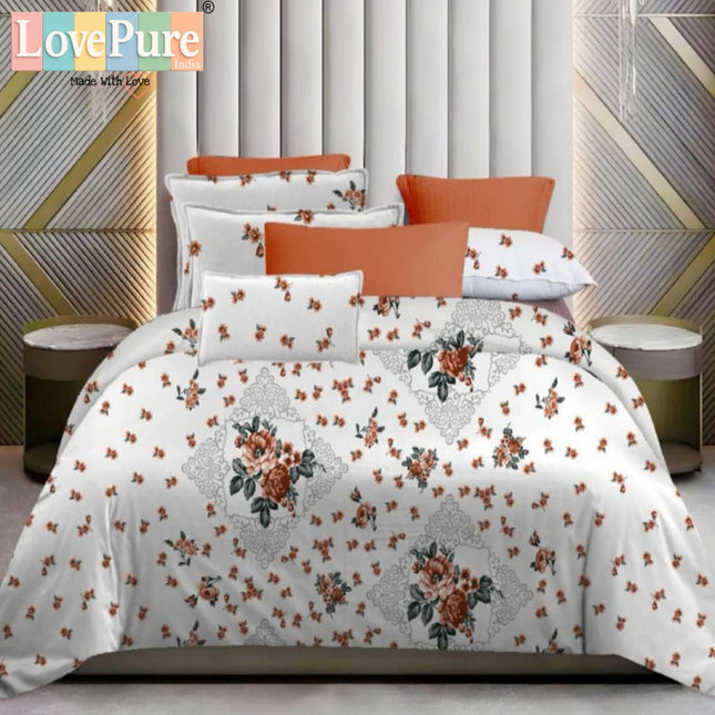 WHITE LILY DOUBLE PREMIUM (90*100) BEDSHEET SET(1+2) WITH 2 PILLOW COVERS