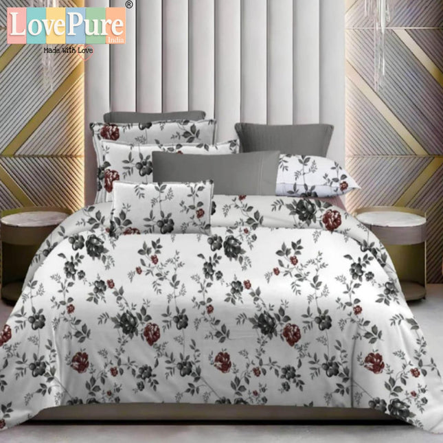 WHITE LILY KING FITTED (DURABLE ELASTIC) BEDSHEET WITH 2 KINGSIZE PILLOW COVERS (1+2)(FITS UPTO 10 INCHES MATTRESS)