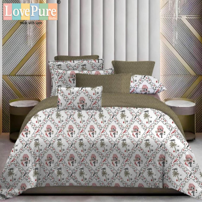 WHITE LILY KING FITTED (DURABLE ELASTIC) BEDSHEET WITH 2 KINGSIZE PILLOW COVERS (1+2)(FITS UPTO 10 INCHES MATTRESS)