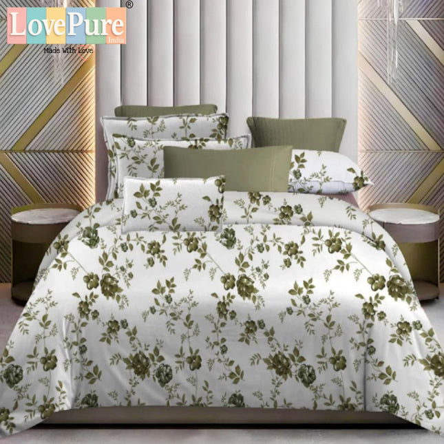WHITE LILY KING FITTED (DURABLE ELASTIC) BEDSHEET WITH 2 KINGSIZE PILLOW COVERS (1+2)(FITS UPTO 10 INCHES MATTRESS)
