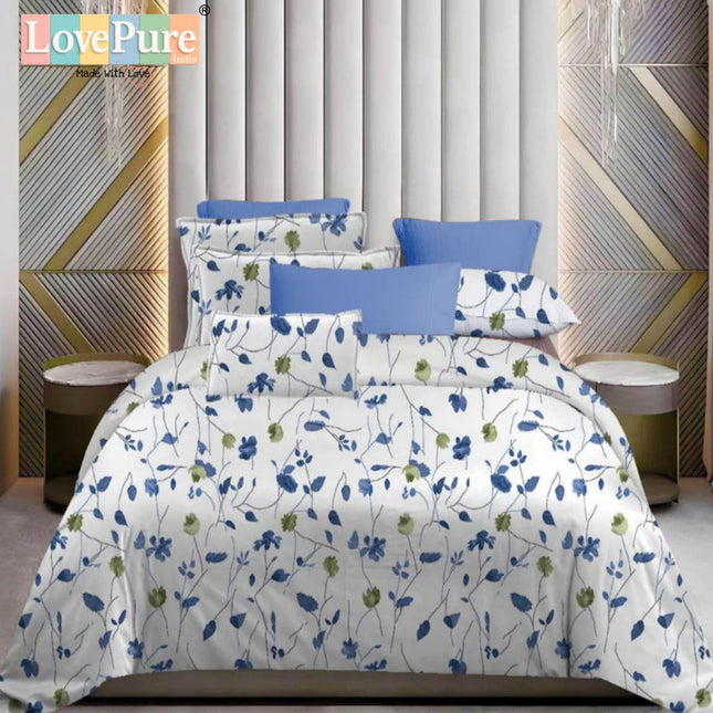 WHITE LILY DOUBLE PREMIUM (90*100) BEDSHEET SET(1+2) WITH 2 PILLOW COVERS