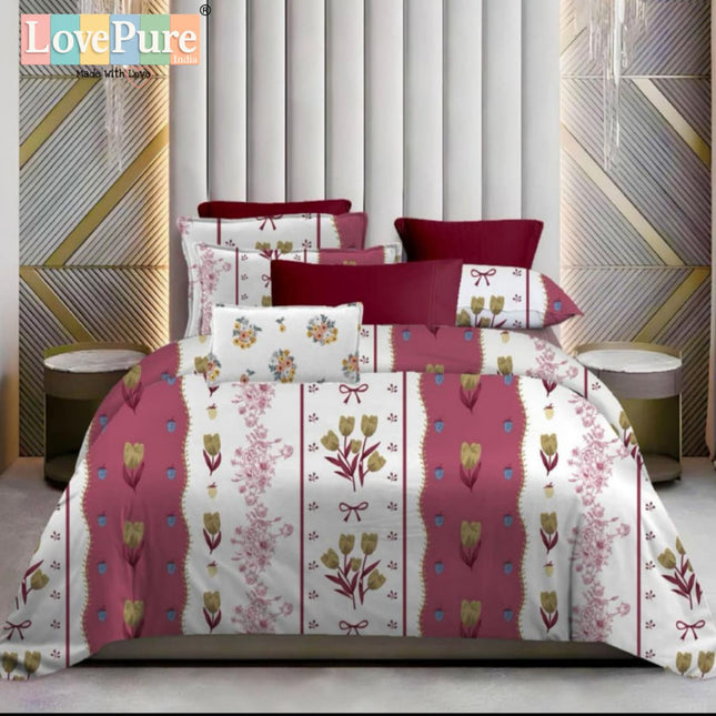 WHITE LILY KING FITTED (DURABLE ELASTIC) BEDSHEET WITH 2 KINGSIZE PILLOW COVERS (1+2)(FITS UPTO 10 INCHES MATTRESS)