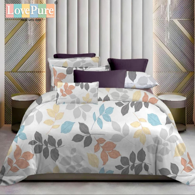 WHITE LILY DOUBLE PREMIUM (90*100) BEDSHEET SET(1+2) WITH 2 PILLOW COVERS