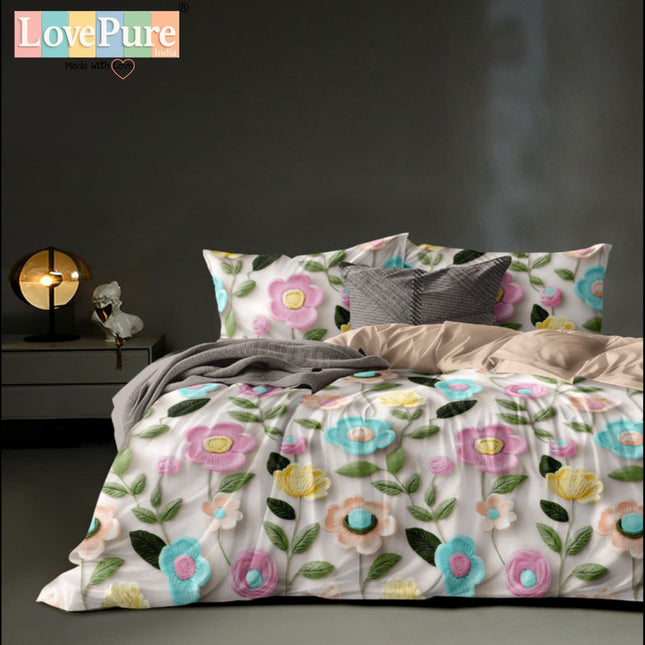ROSELIA LUXE KING 3PCS FITTED (DURABLE ELASTIC) BEDSHEET SET WITH 2 KINGSIZE PILLOW COVERS (1+2)(FITS UPTO 10 INCHES MATTRESS)