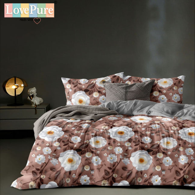 ROSELIA LUXE KING 3PCS FITTED (DURABLE ELASTIC) BEDSHEET SET WITH 2 KINGSIZE PILLOW COVERS (1+2)(FITS UPTO 10 INCHES MATTRESS)