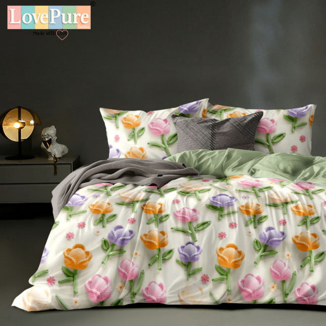 ROSELIA LUXE KING 3PCS FITTED (DURABLE ELASTIC) BEDSHEET SET WITH 2 KINGSIZE PILLOW COVERS (1+2)(FITS UPTO 10 INCHES MATTRESS)