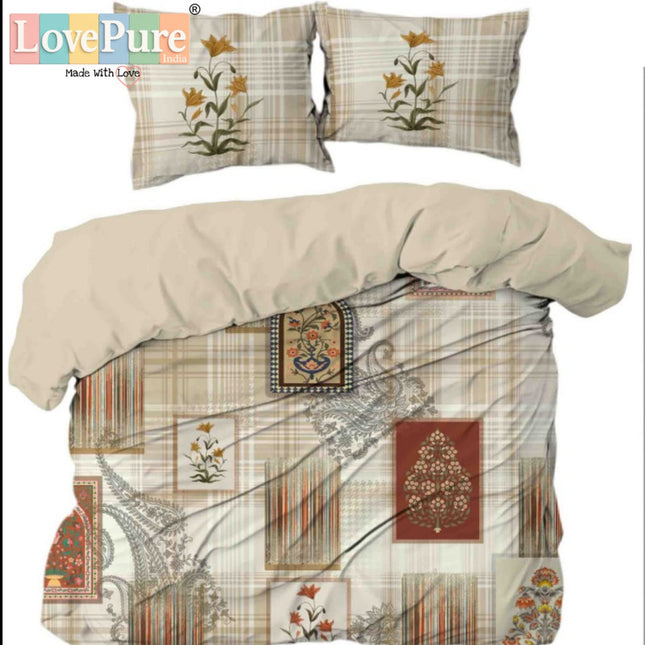 RAJGHARNA 7D DIGITAL PANEL PRINT DOUBLE(90*100) PREMIUM COLLECTION WITH 2 PILLOW COVERS(1+2)