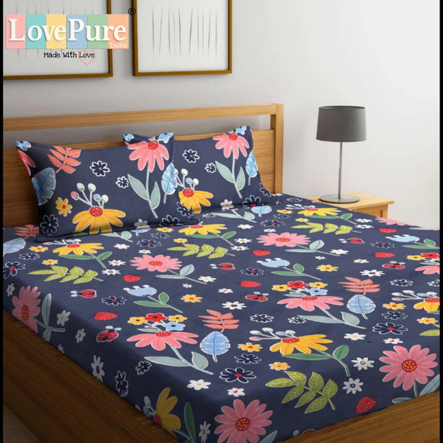 SPADE KING FITTED (DURABLE ELASTIC) BEDSHEET WITH 2 KINGSIZE PILLOW COVERS (1+2)(FITS UPTO 10 INCHES MATTRESS)