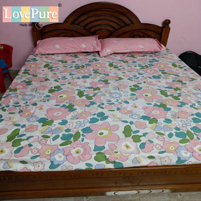 SPADE KING FITTED (DURABLE ELASTIC) BEDSHEET WITH 2 KINGSIZE PILLOW COVERS (1+2)(FITS UPTO 10 INCHES MATTRESS)
