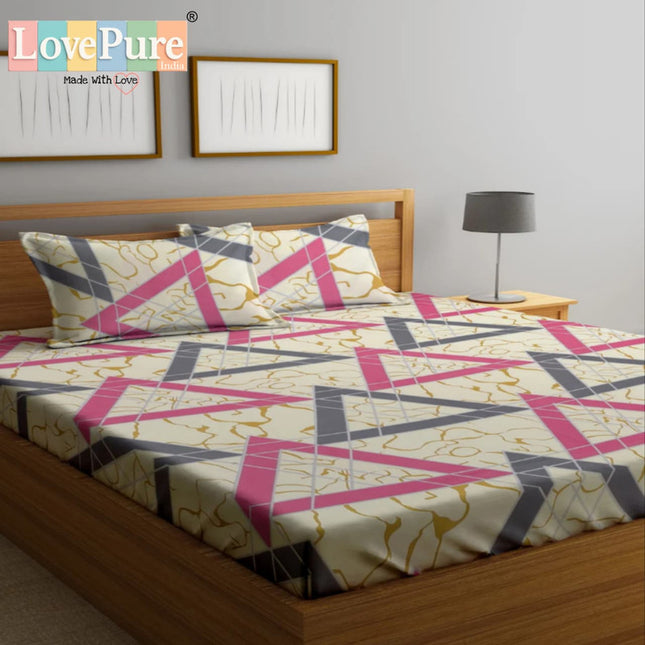 SPADE KING FITTED (DURABLE ELASTIC) BEDSHEET WITH 2 KINGSIZE PILLOW COVERS (1+2)(FITS UPTO 10 INCHES MATTRESS)