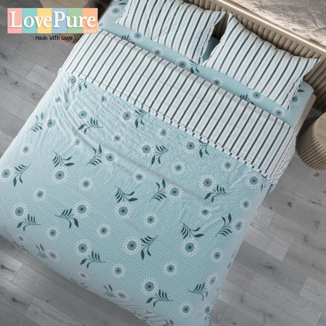FANTASY KING FITTED (DURABLE ELASTIC) BEDSHEET WITH 2 KINGSIZE PILLOW COVERS (1+2)(FITS UPTO 10 INCHES MATTRESS)