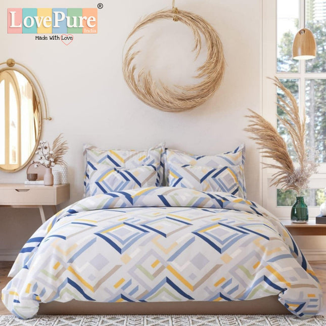 FANTASY KING FITTED (DURABLE ELASTIC) BEDSHEET WITH 2 KINGSIZE PILLOW COVERS (1+2)(FITS UPTO 10 INCHES MATTRESS)