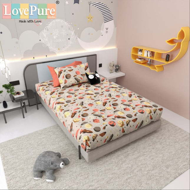 JOY 300TC 100% PURE COTTON PREMIUM KING (100*108) BEDSHEET (1+2)