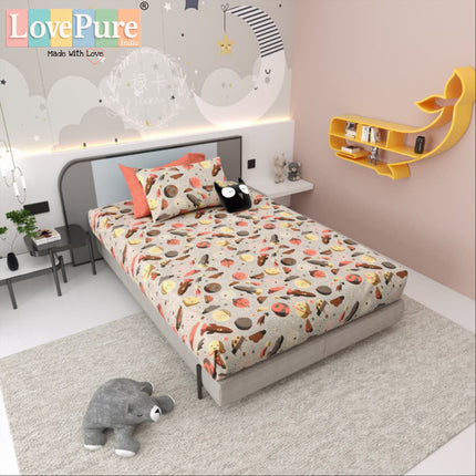 JOY 300TC 100% PURE COTTON PREMIUM SINGLE (60*90) BEDSHEET (1+1)