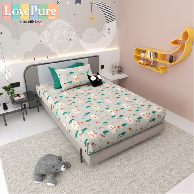 JOY 300TC 100% PURE COTTON PREMIUM KING (100*108) BEDSHEET (1+2)