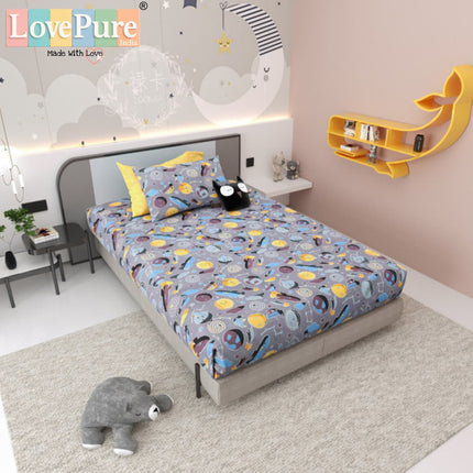 JOY 300TC 100% PURE COTTON PREMIUM KING (100*108) BEDSHEET (1+2)