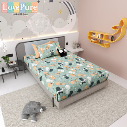 JOY 300TC 100% PURE COTTON PREMIUM SINGLE (60*90) BEDSHEET (1+1)
