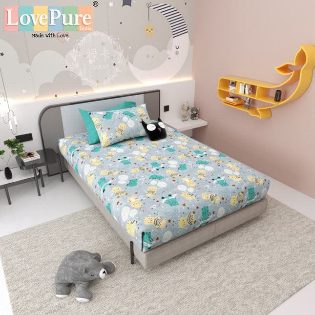 JOY 300TC 100% PURE COTTON PREMIUM SINGLE (60*90) BEDSHEET (1+1)
