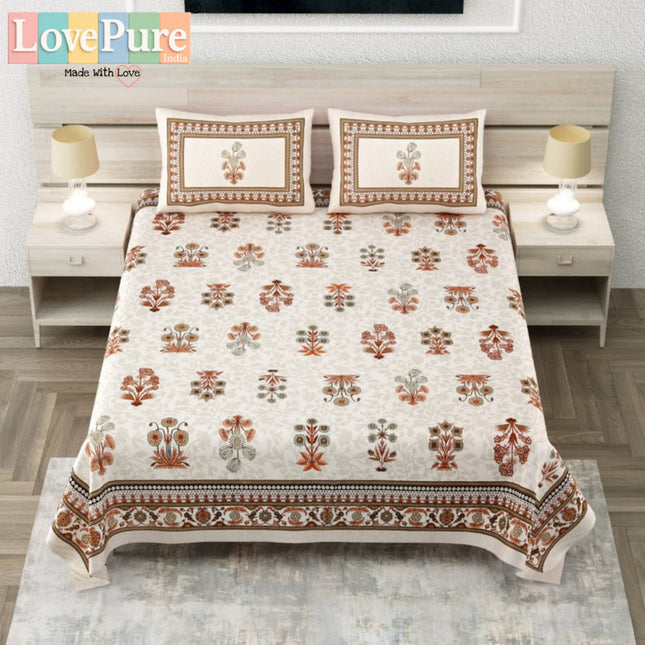 COTTON BEAUTY 300TC ULTRASOFT 100% PURE ORGANIC COTTON KING SIZE BEDSHEET WITH 2 PILLOW COVERS