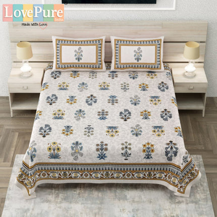 COTTON BEAUTY 300TC ULTRASOFT 100% PURE ORGANIC COTTON KING SIZE BEDSHEET WITH 2 PILLOW COVERS