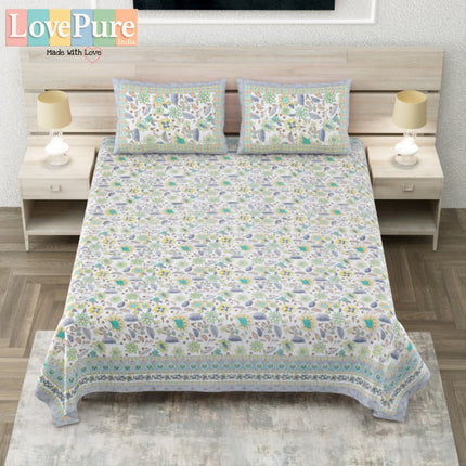 COTTON BEAUTY 300TC ULTRASOFT 100% PURE ORGANIC COTTON KING SIZE BEDSHEET WITH 2 PILLOW COVERS